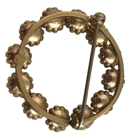 Vintage Curtis Jewelry Mfg. Co. DCE Round Jade Brooch 1-3/8" - Picture 2 of 8